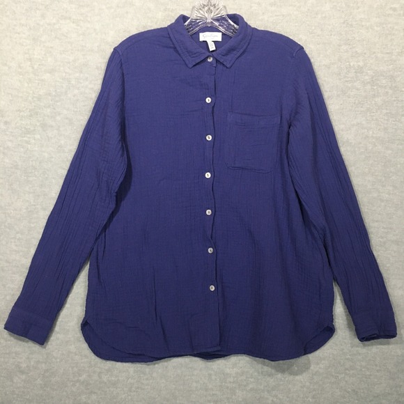 Jessica Simpson Tops - Jessica Simpson S Purple Gauze Muslin Button-Up Shirt‎ Long Sleeve 100% Cotton